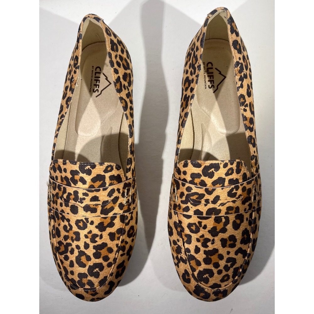 Cliffs by White Mountain Loafers Womens 10 Brown Leopard Penny Flat Slip On